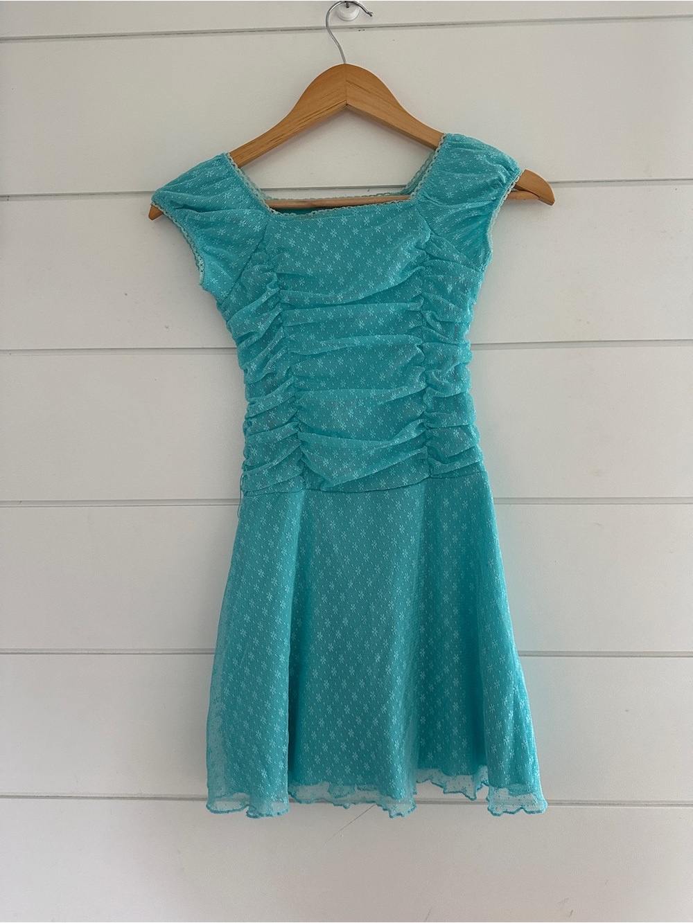 “Marc & Maddie” Girls Aqua Ruffled Fit-and-Flare Dress - Size 8